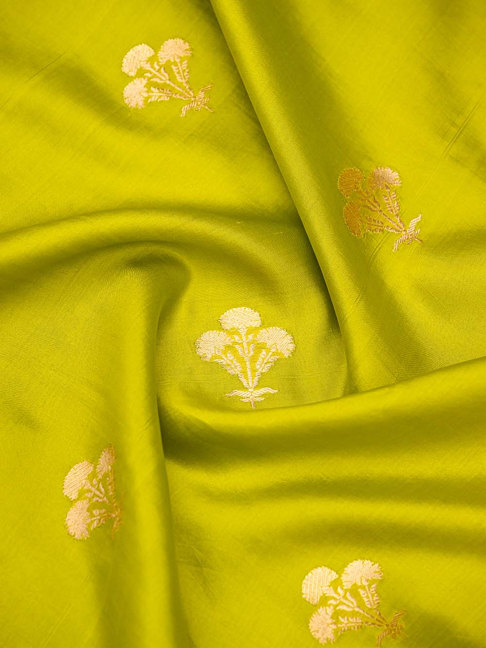 Lime Green Booti Katan Silk Handloom Banarasi Suit