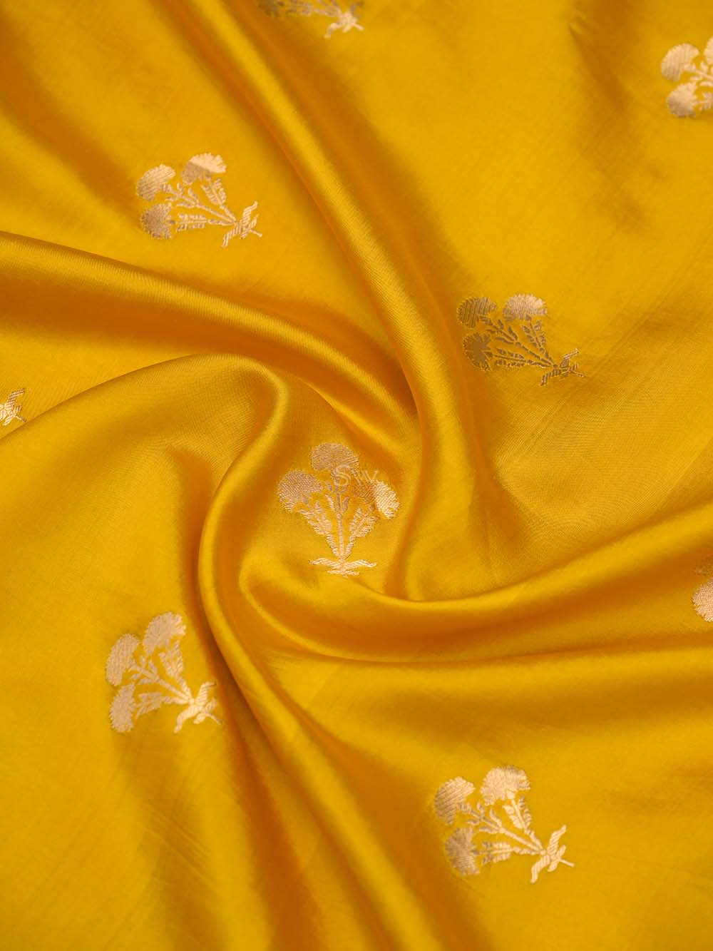 Yellow Booti Katan Silk Handloom Banarasi Suit