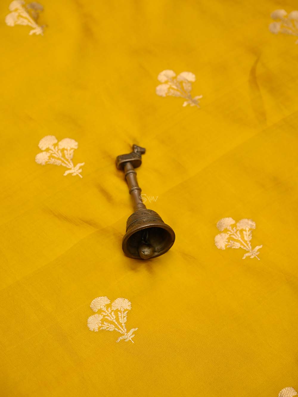 Yellow Booti Katan Silk Handloom Banarasi Suit