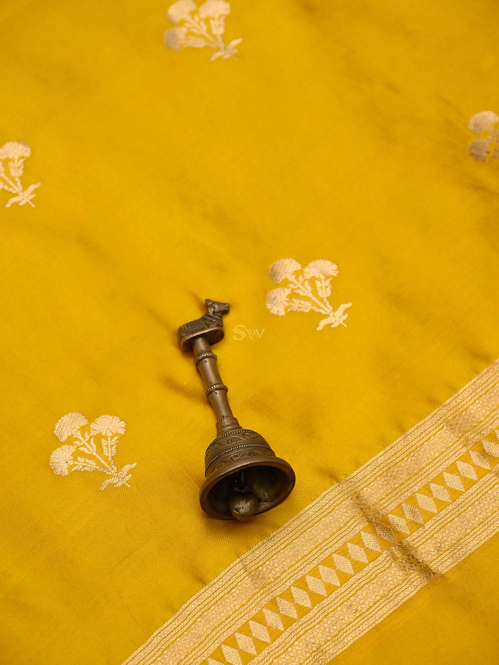 Yellow Booti Katan Silk Handloom Banarasi Suit