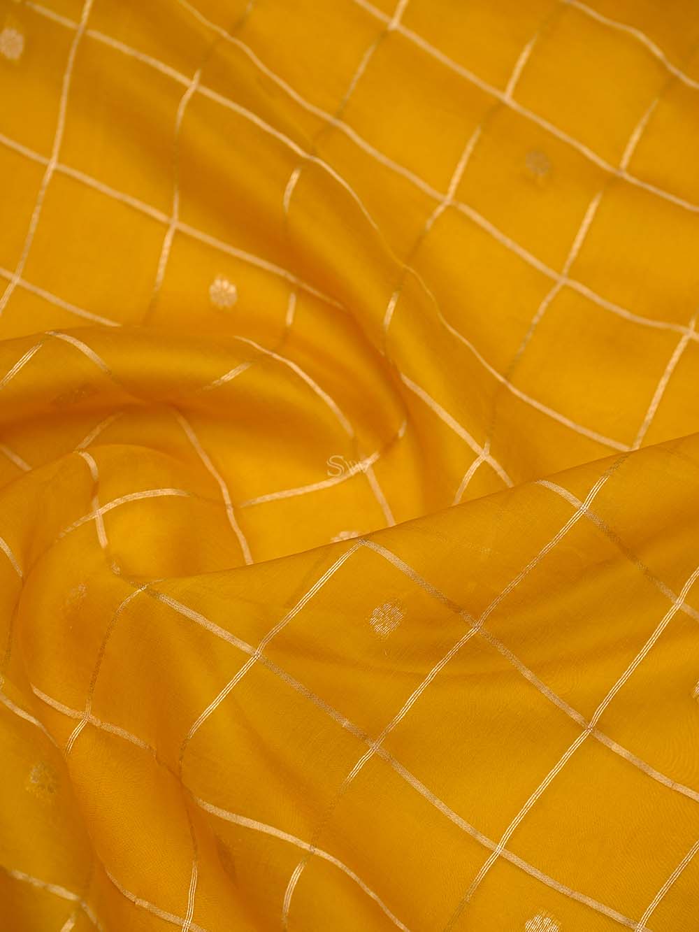 Yellow Booti Katan Silk Handloom Banarasi Suit