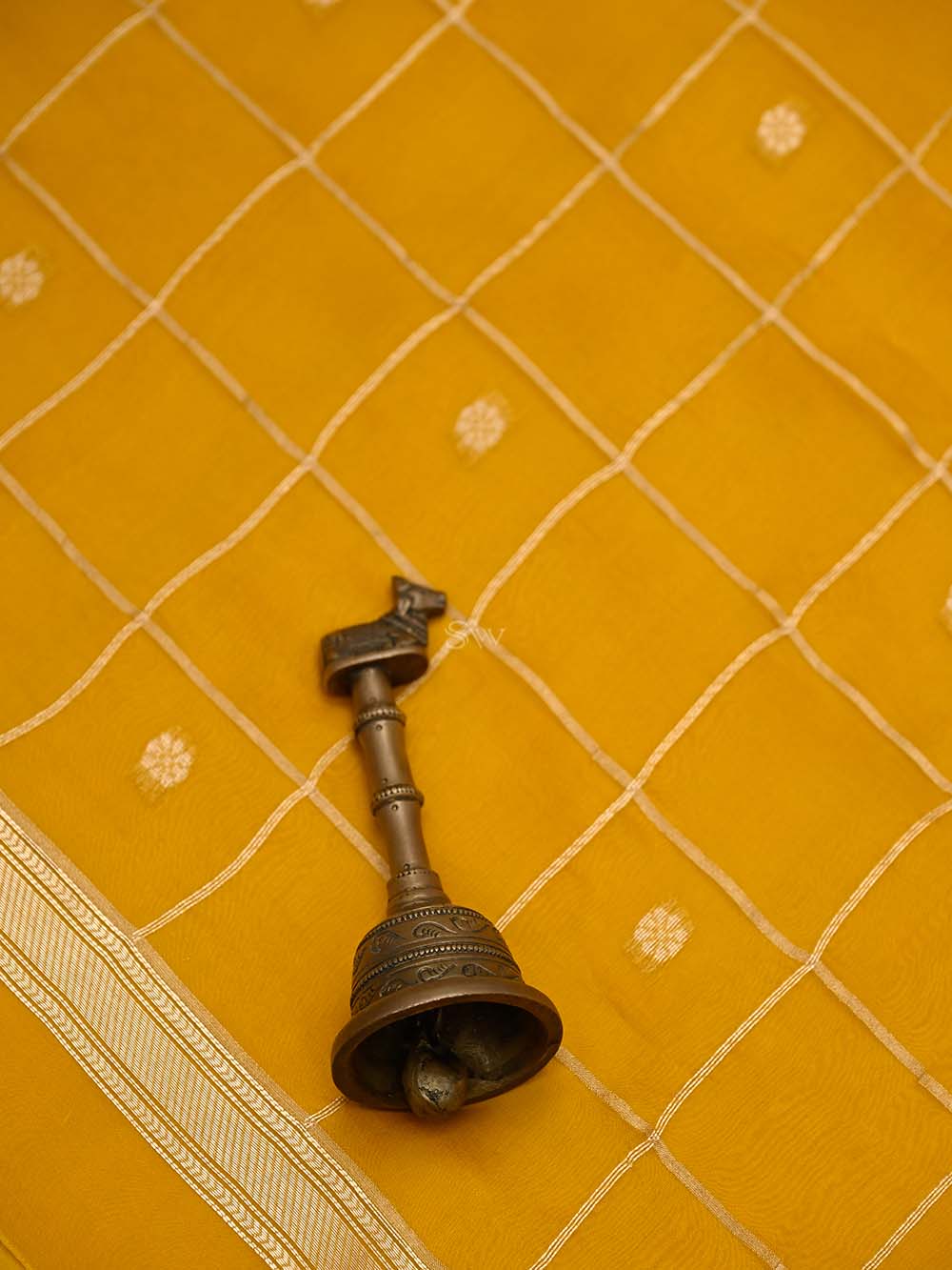 Yellow Booti Katan Silk Handloom Banarasi Suit