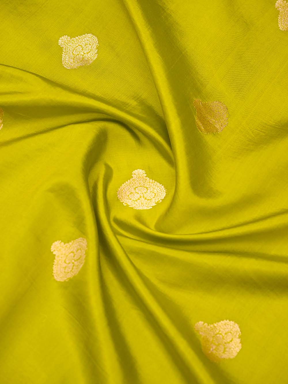 Lime Green Booti Katan Silk Handloom Banarasi Suit