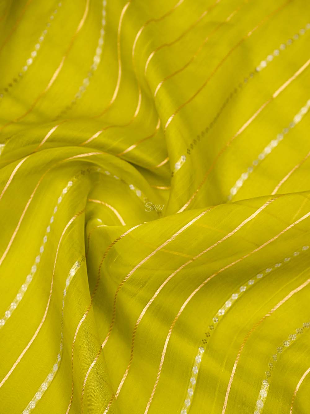 Lime Green Booti Katan Silk Handloom Banarasi Suit