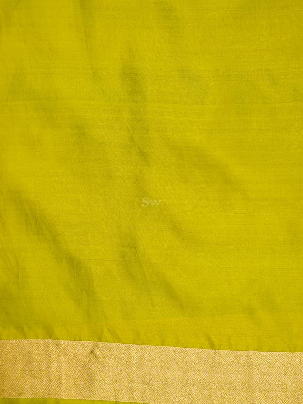 Lime Green Booti Katan Silk Handloom Banarasi Suit