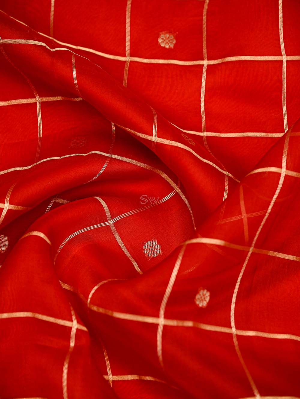 Red Booti Katan Silk Handloom Banarasi Suit