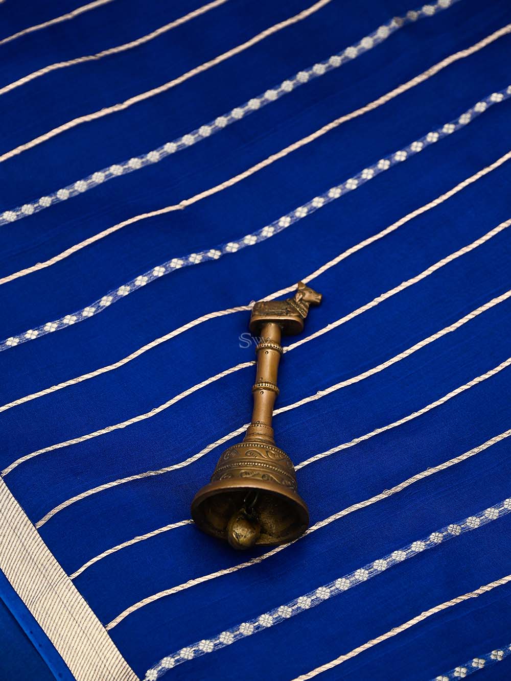 Blue Booti Katan Silk Handloom Banarasi Suit