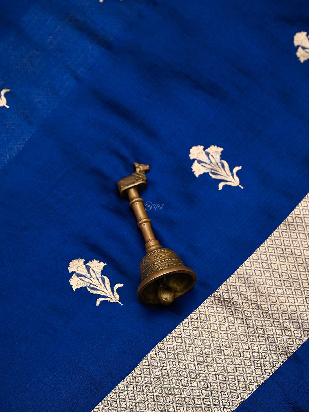 Blue Booti Katan Silk Handloom Banarasi Suit