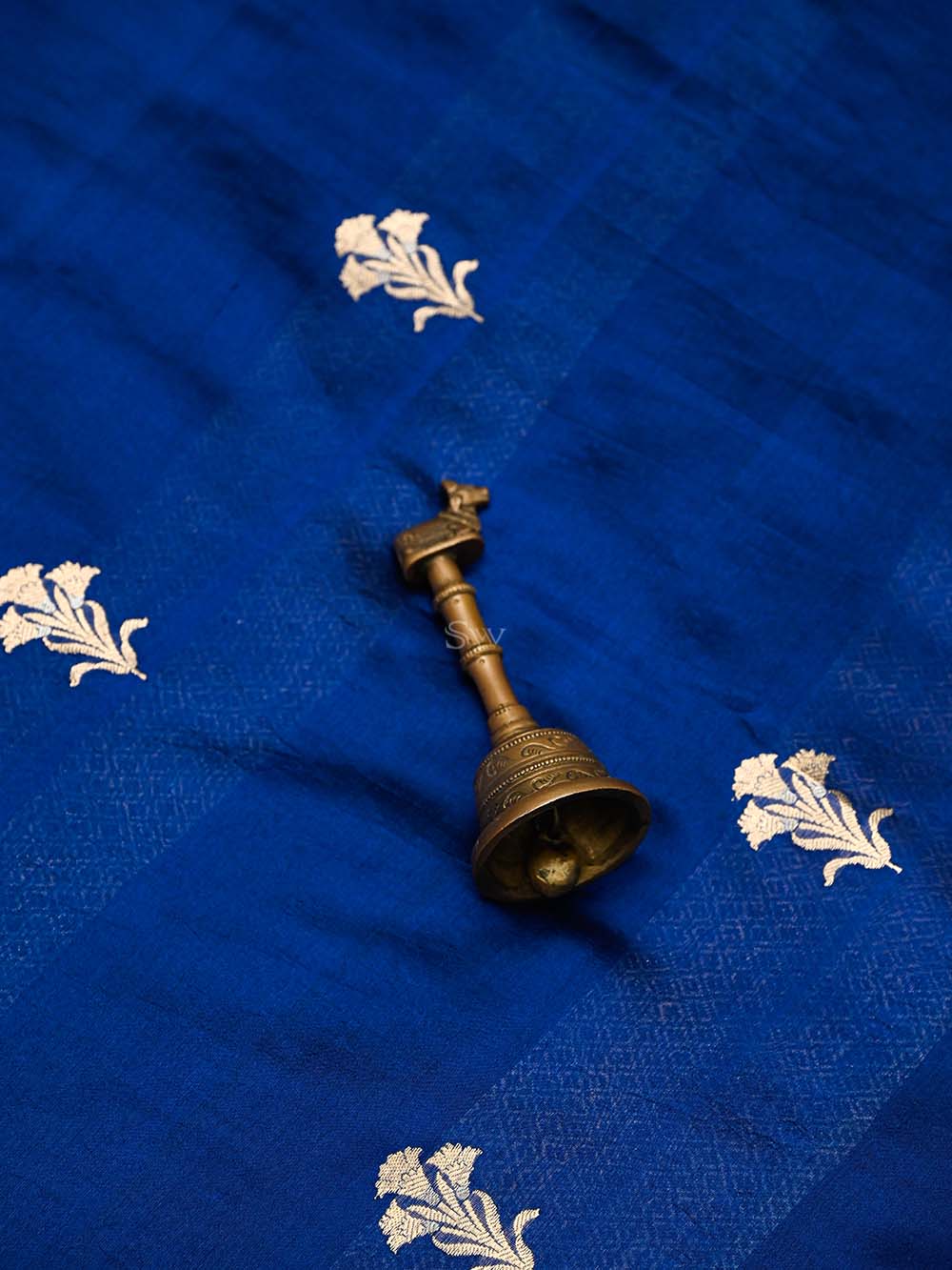 Blue Booti Katan Silk Handloom Banarasi Suit