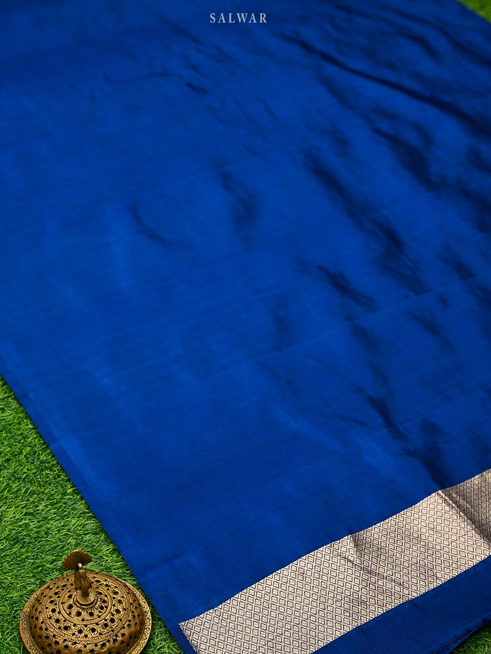 Blue Booti Katan Silk Handloom Banarasi Suit