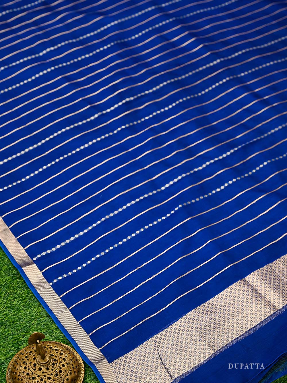 Blue Booti Katan Silk Handloom Banarasi Suit