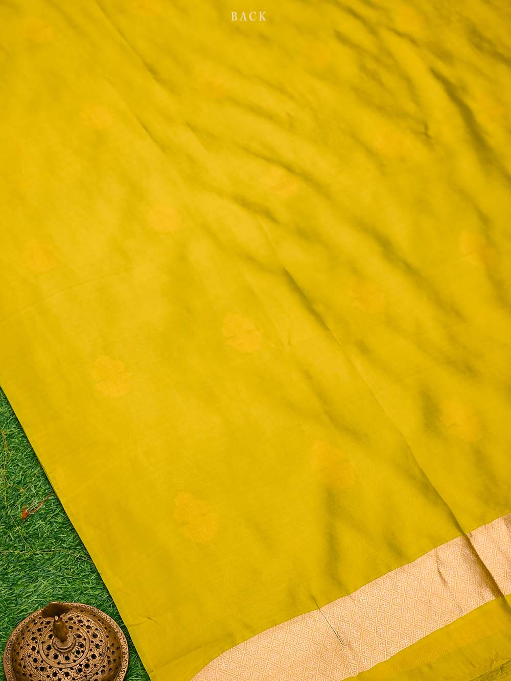 Lime Green Booti Katan Silk Handloom Banarasi Suit - Sacred Weaves