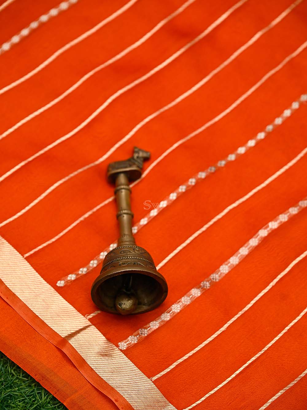 Dark Orange Booti Katan Silk Handloom Banarasi Suit