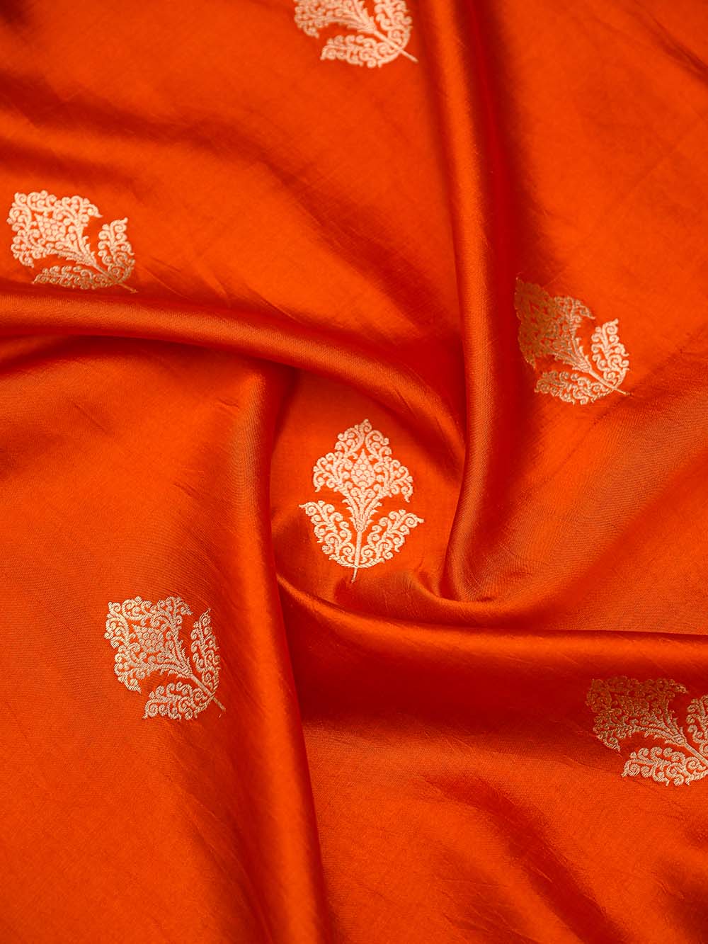 Dark Orange Booti Katan Silk Handloom Banarasi Suit