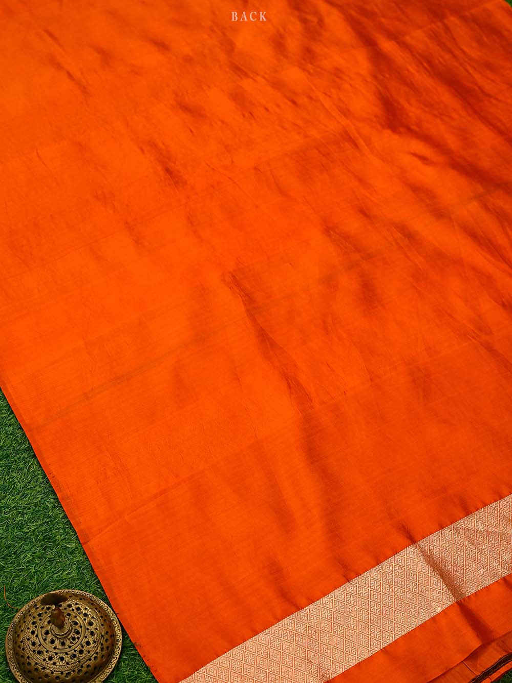Dark Orange Booti Katan Silk Handloom Banarasi Suit