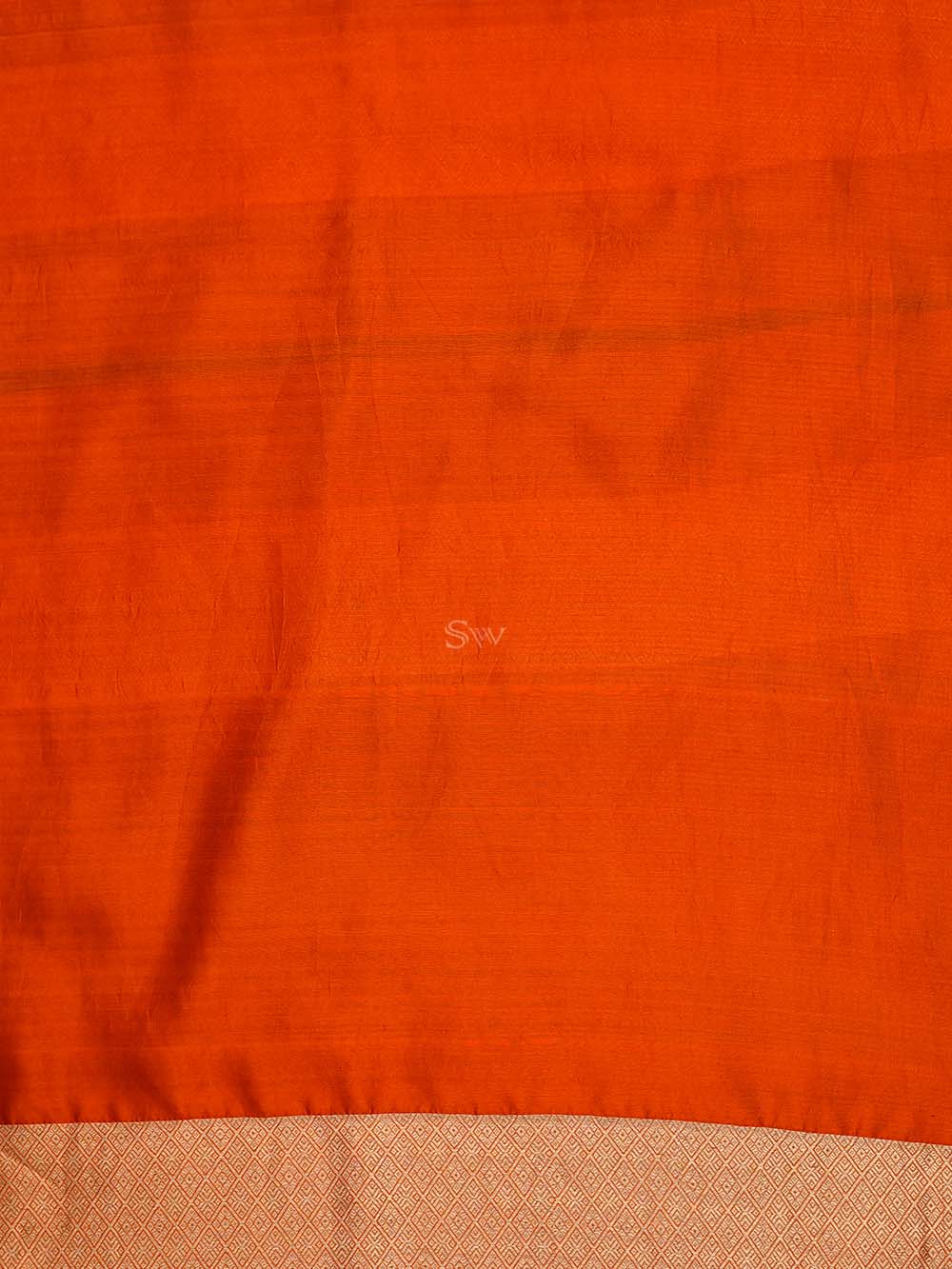 Dark Orange Booti Katan Silk Handloom Banarasi Suit