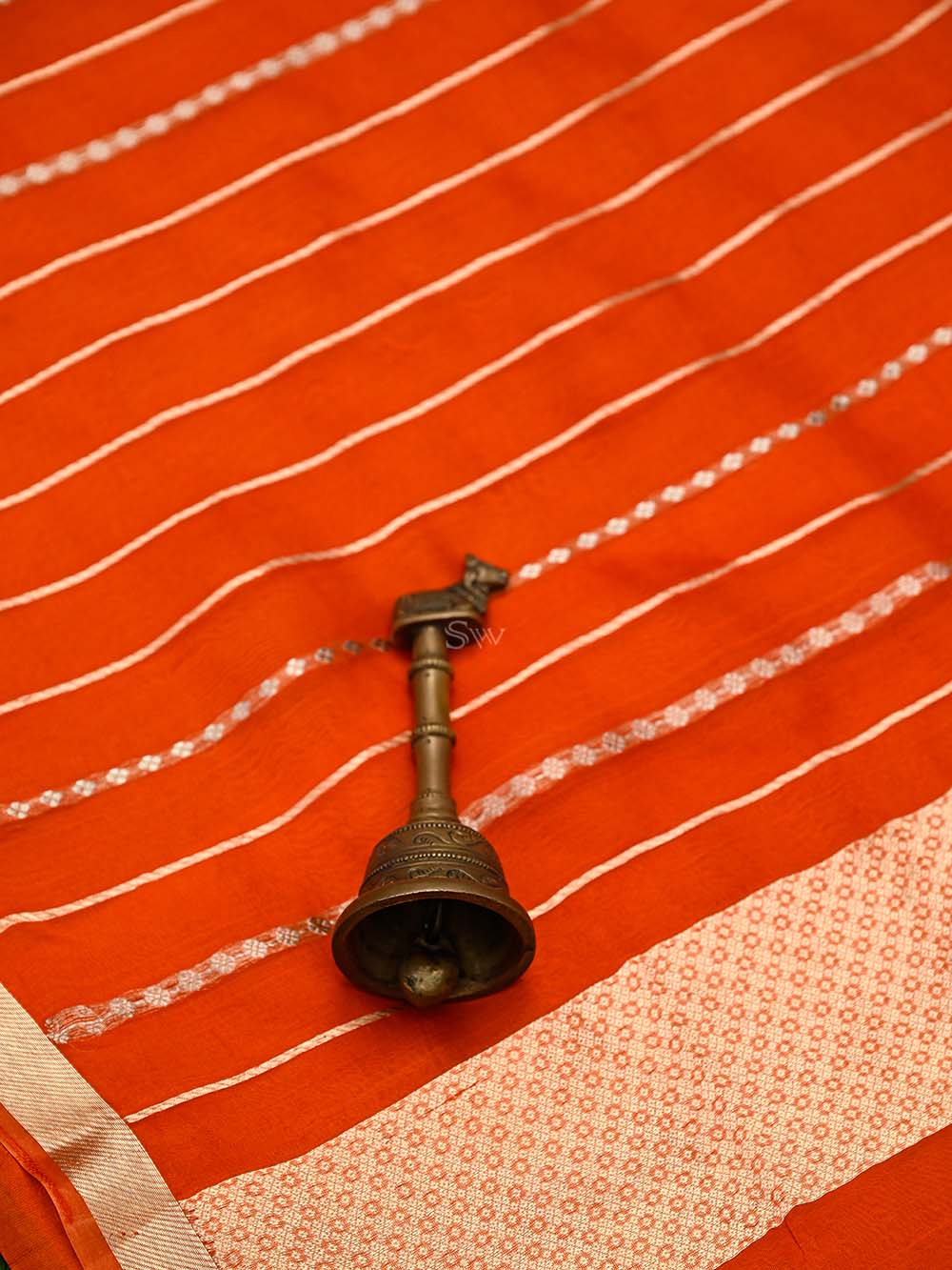 Dark Orange Booti Katan Silk Handloom Banarasi Suit