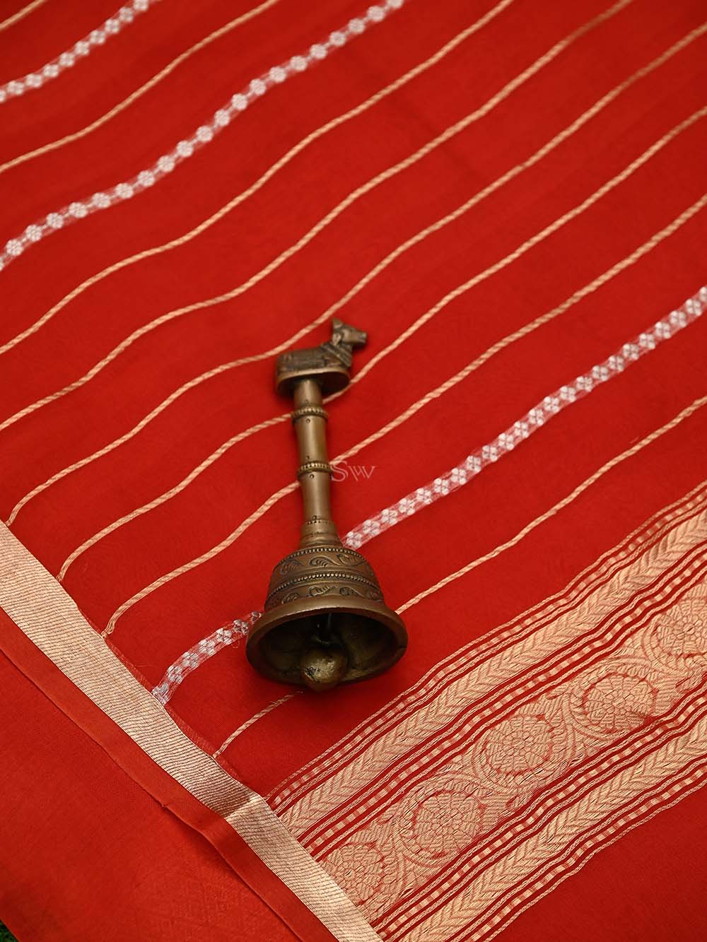 Red Booti Katan Silk Handloom Banarasi Suit