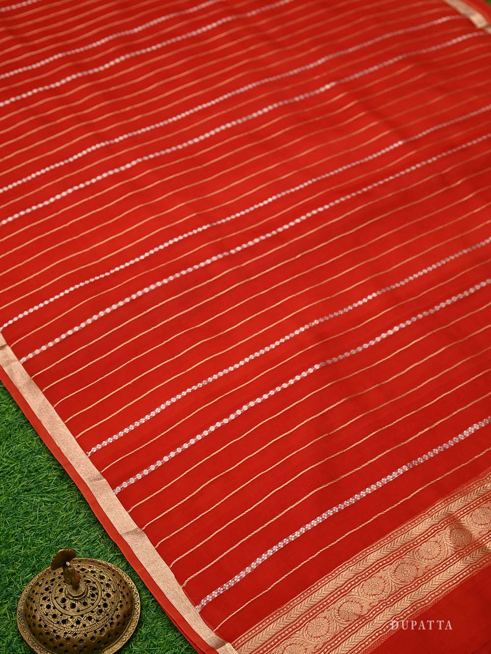 Red Booti Katan Silk Handloom Banarasi Suit