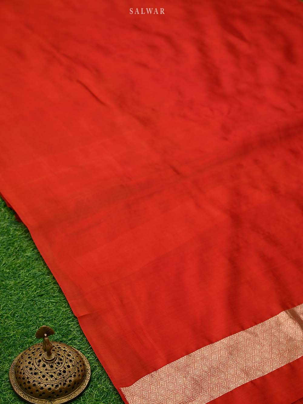 Red Booti Katan Silk Handloom Banarasi Suit