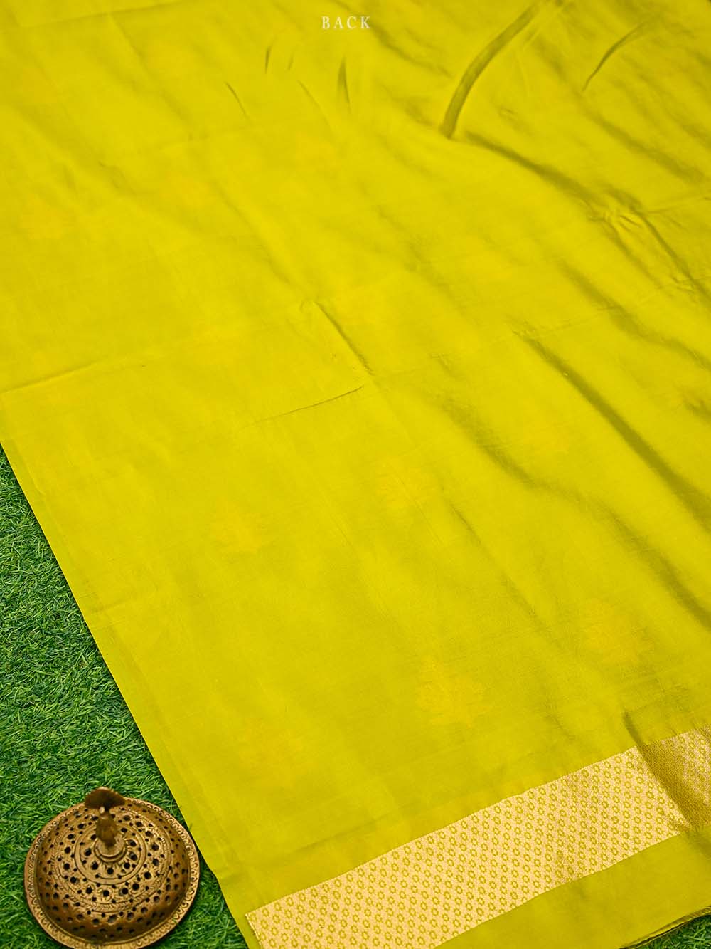 Lime Green Booti Katan Silk Handloom Banarasi Suit