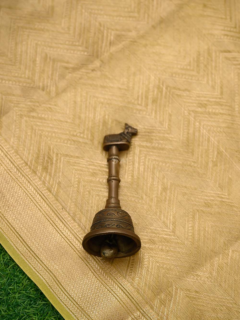 Lime Green Booti Katan Silk Handloom Banarasi Suit