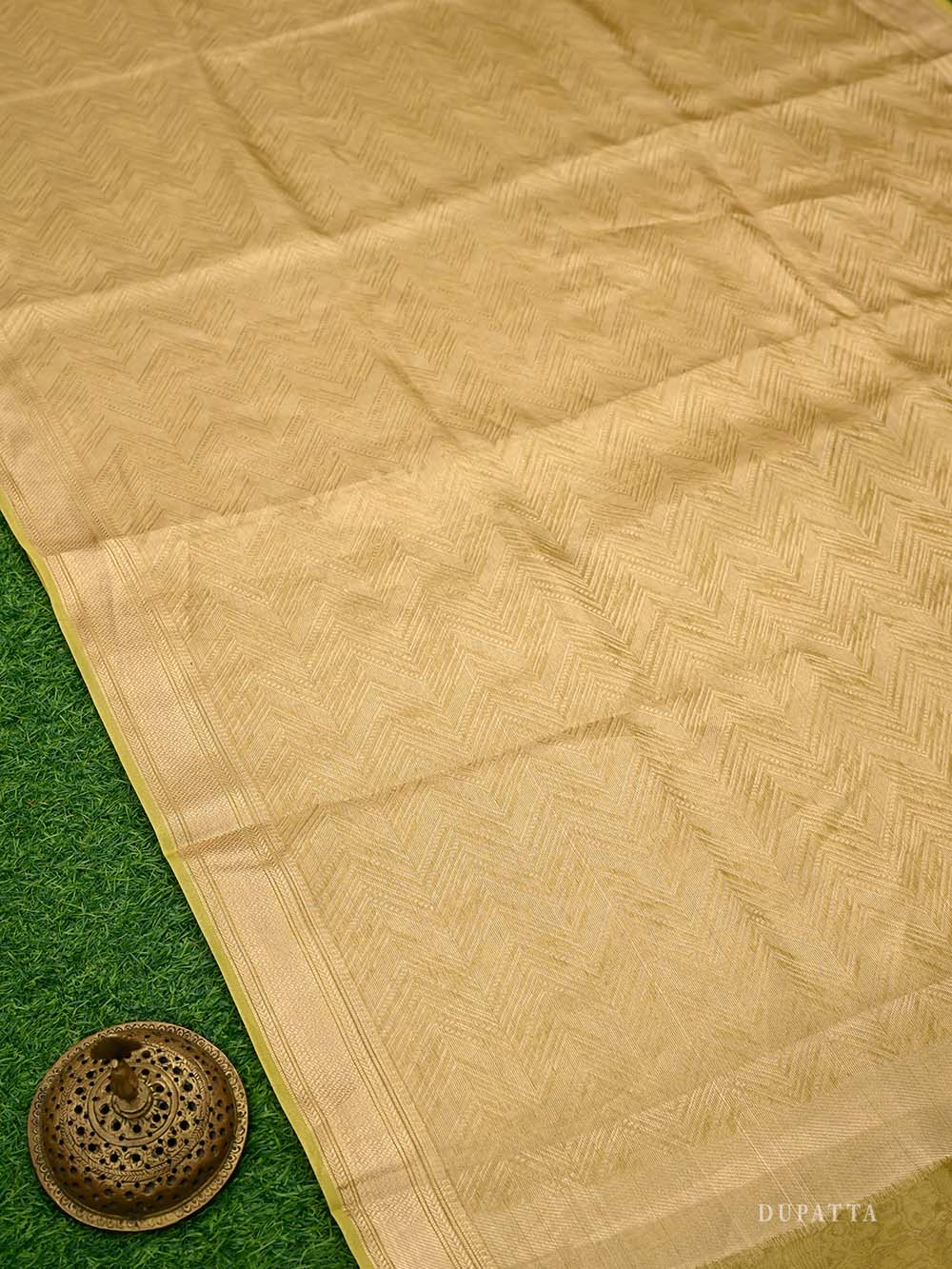 Lime Green Booti Katan Silk Handloom Banarasi Suit