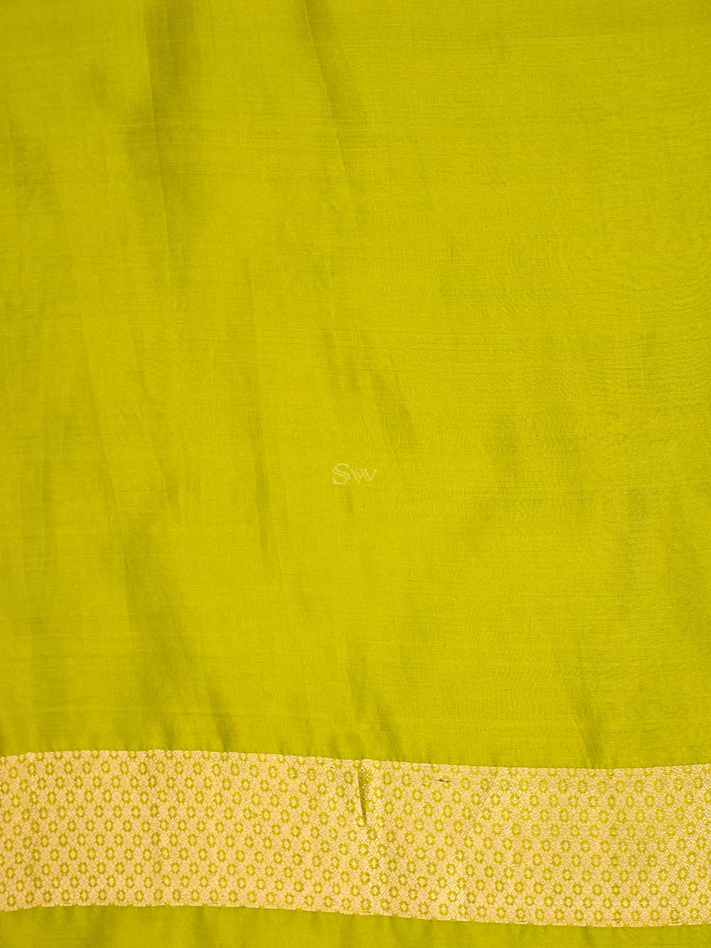 Lime Green Booti Katan Silk Handloom Banarasi Suit