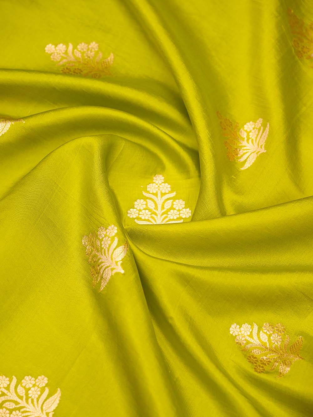 Lime Green Booti Katan Silk Handloom Banarasi Suit