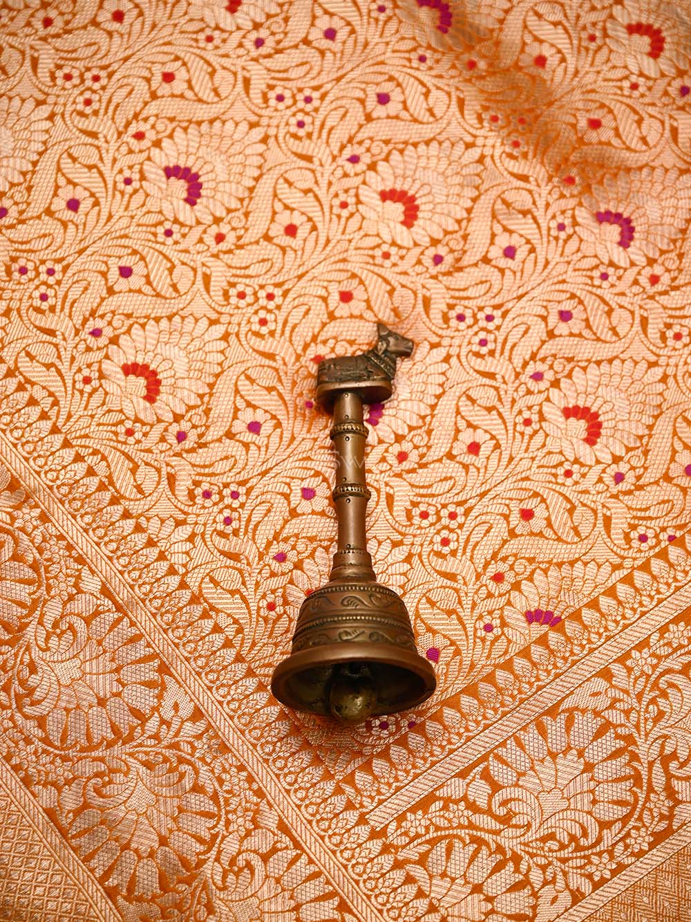 Mustard Meenakari Silk Brocade Handloom Banarasi Saree - Sacred Weaves