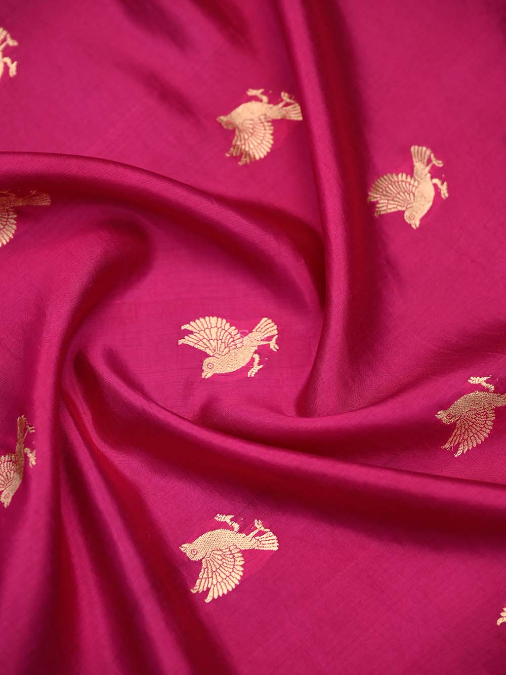 Dark Pink Shikargah Katan Silk Handloom Banarasi Dupatta - Sacred Weaves