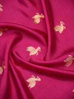 Dark Pink Shikargah Katan Silk Handloom Banarasi Dupatta - Sacred Weaves