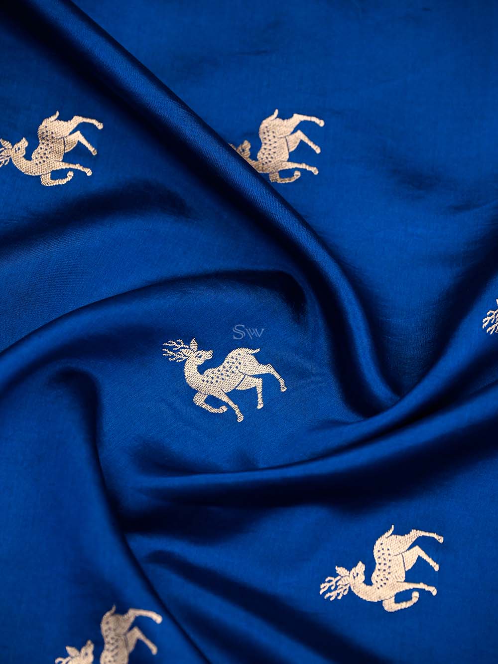 Blue Shikargah Katan Silk Handloom Banarasi Dupatta