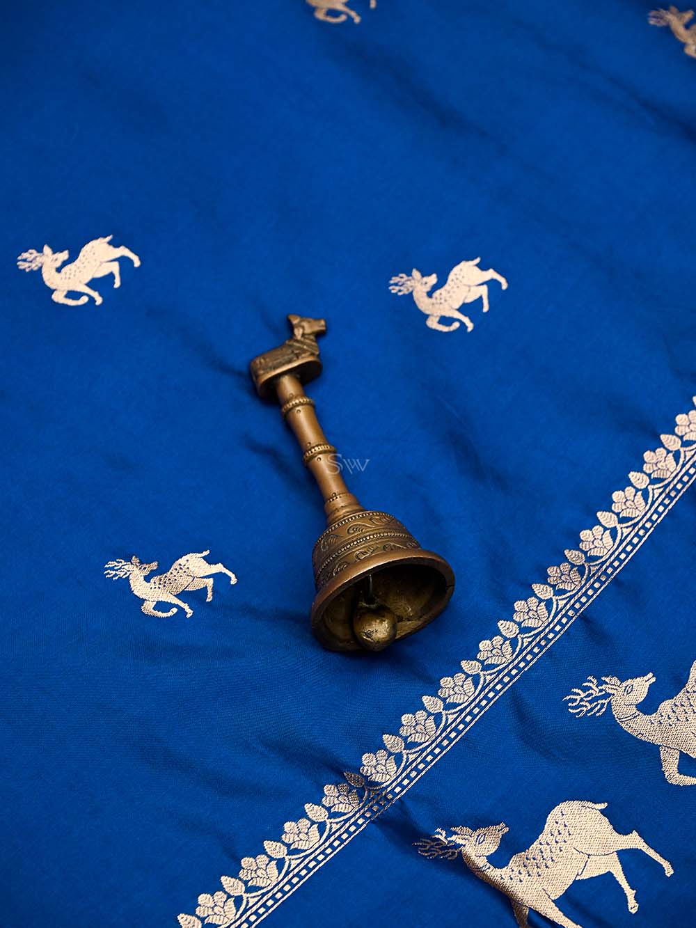 Blue Shikargah Katan Silk Handloom Banarasi Dupatta