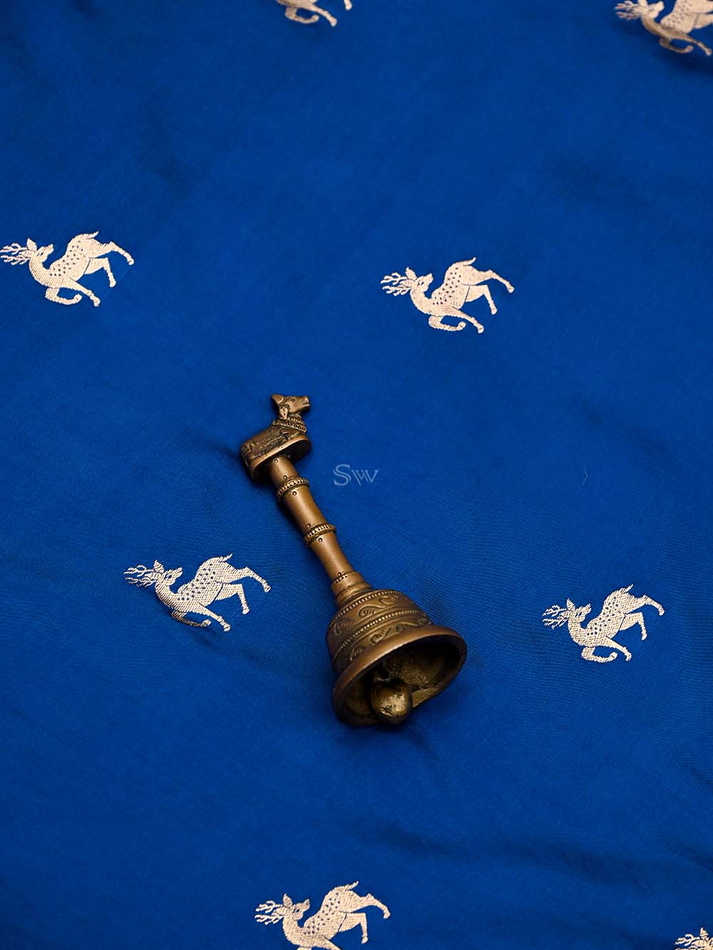 Blue Shikargah Katan Silk Handloom Banarasi Dupatta