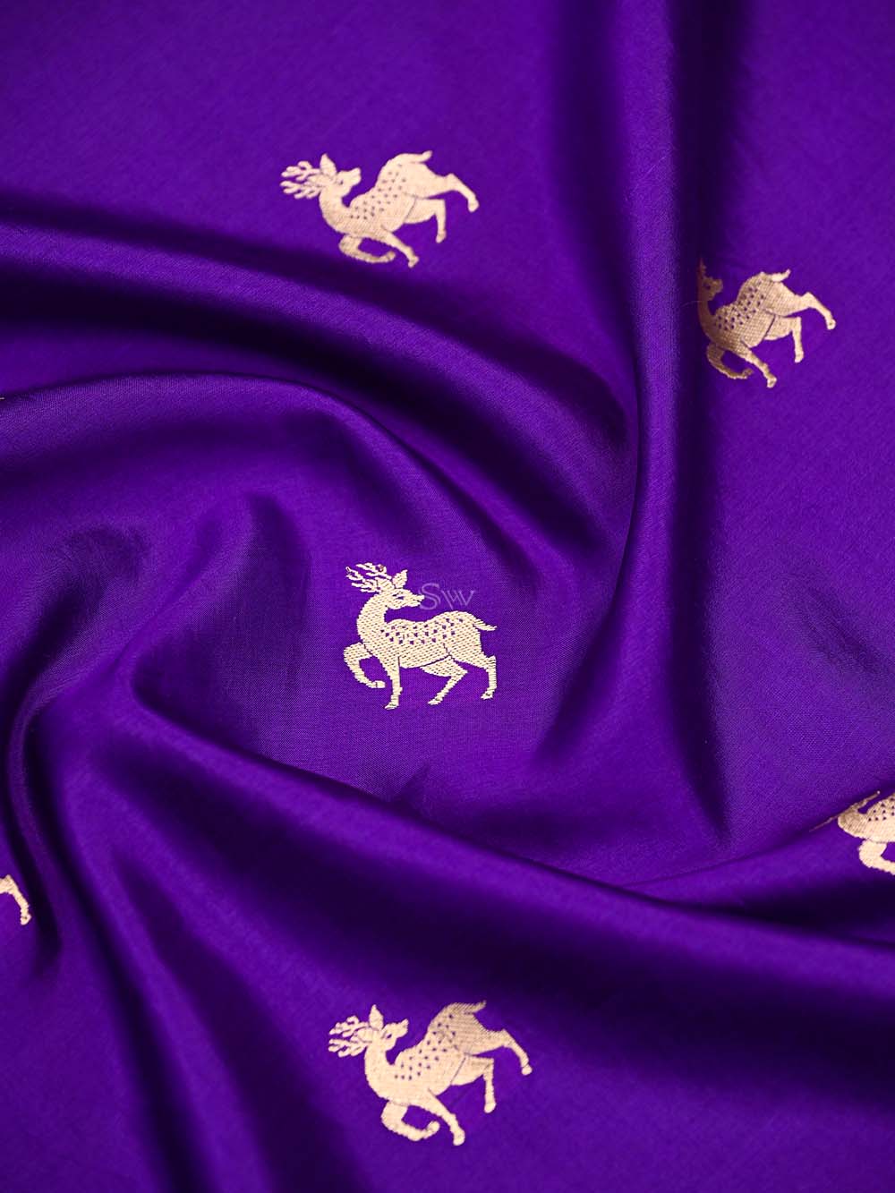 Purple Shikargah Katan Silk Handloom Banarasi Dupatta - Sacred Weaves
