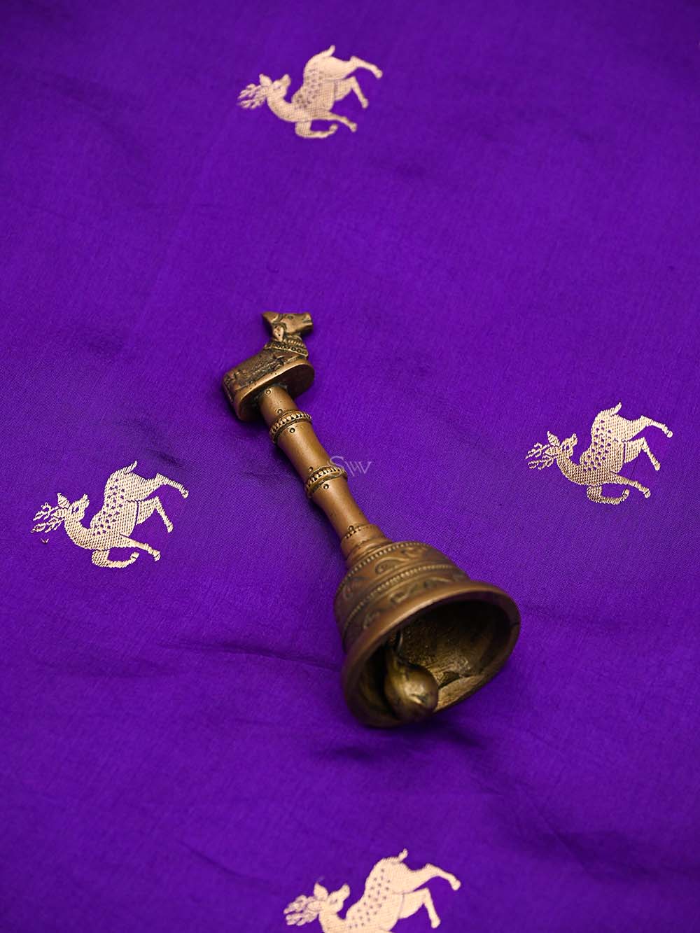 Purple Shikargah Katan Silk Handloom Banarasi Dupatta - Sacred Weaves