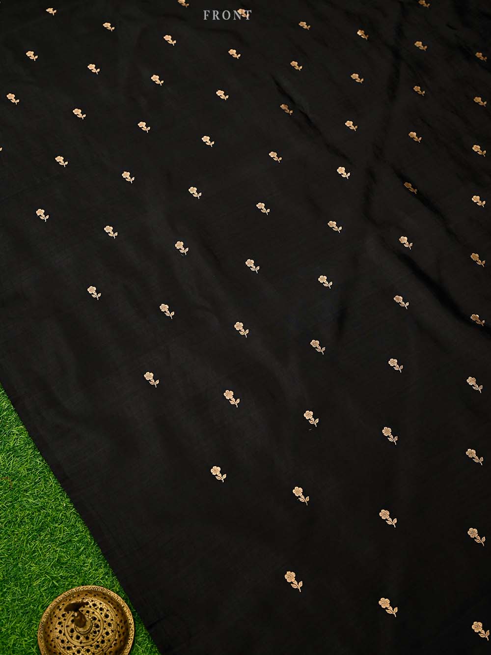 Black Booti Katan Silk Handloom Banarasi Suit