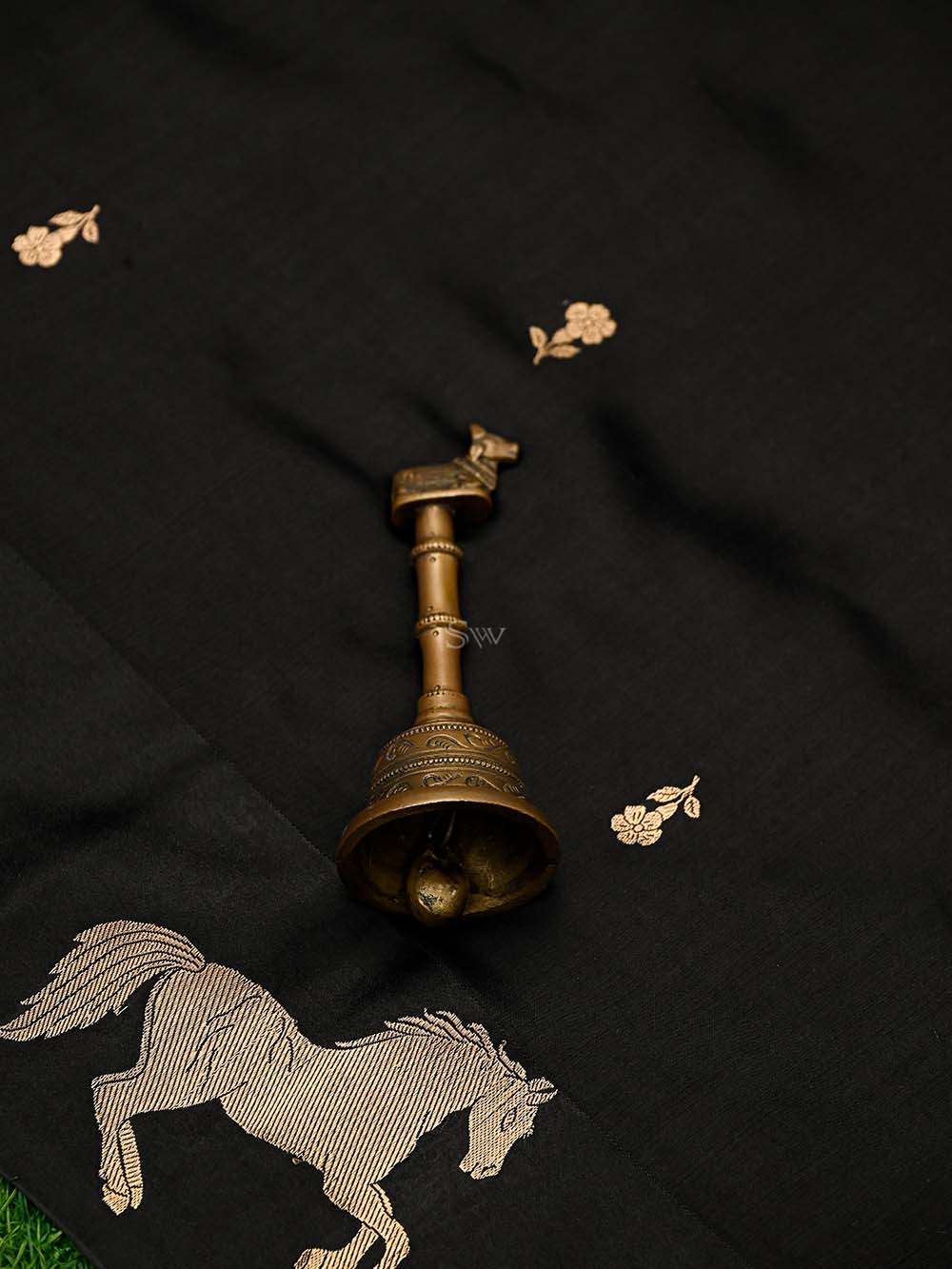 Black Booti Katan Silk Handloom Banarasi Suit