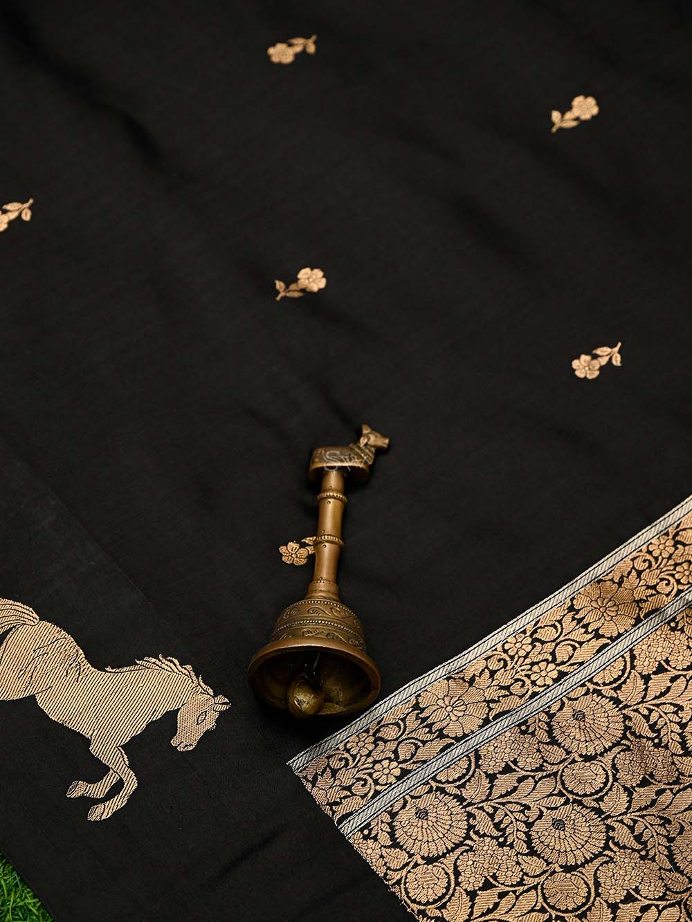 Black Booti Katan Silk Handloom Banarasi Suit