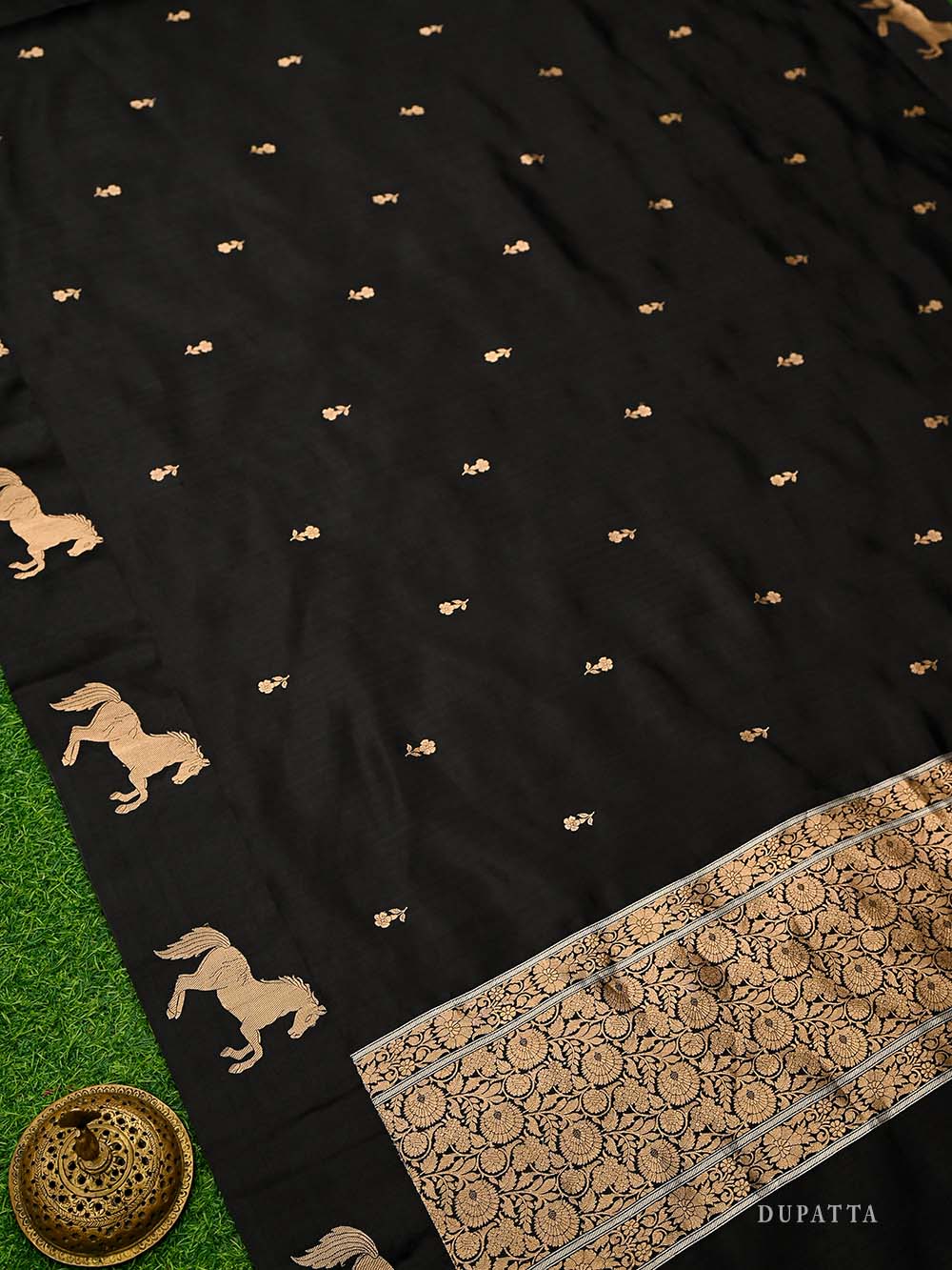 Black Booti Katan Silk Handloom Banarasi Suit