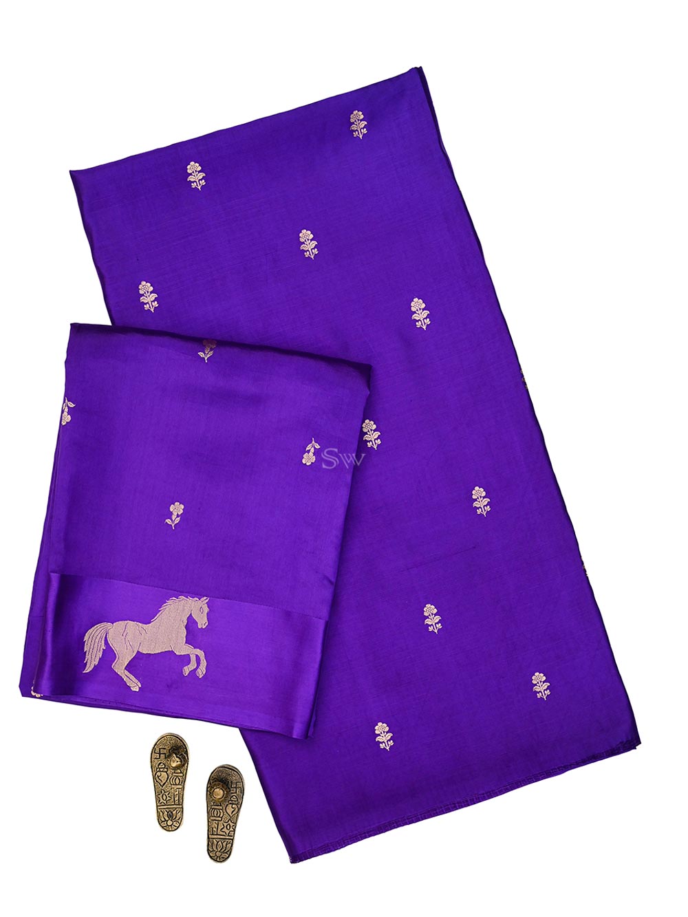Purple Booti Katan Silk Handloom Banarasi Suit