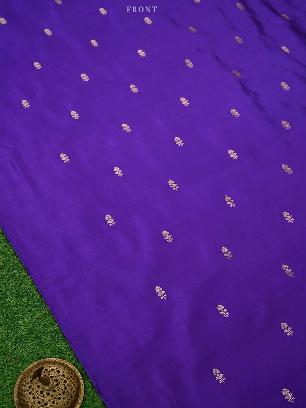 Purple Booti Katan Silk Handloom Banarasi Suit
