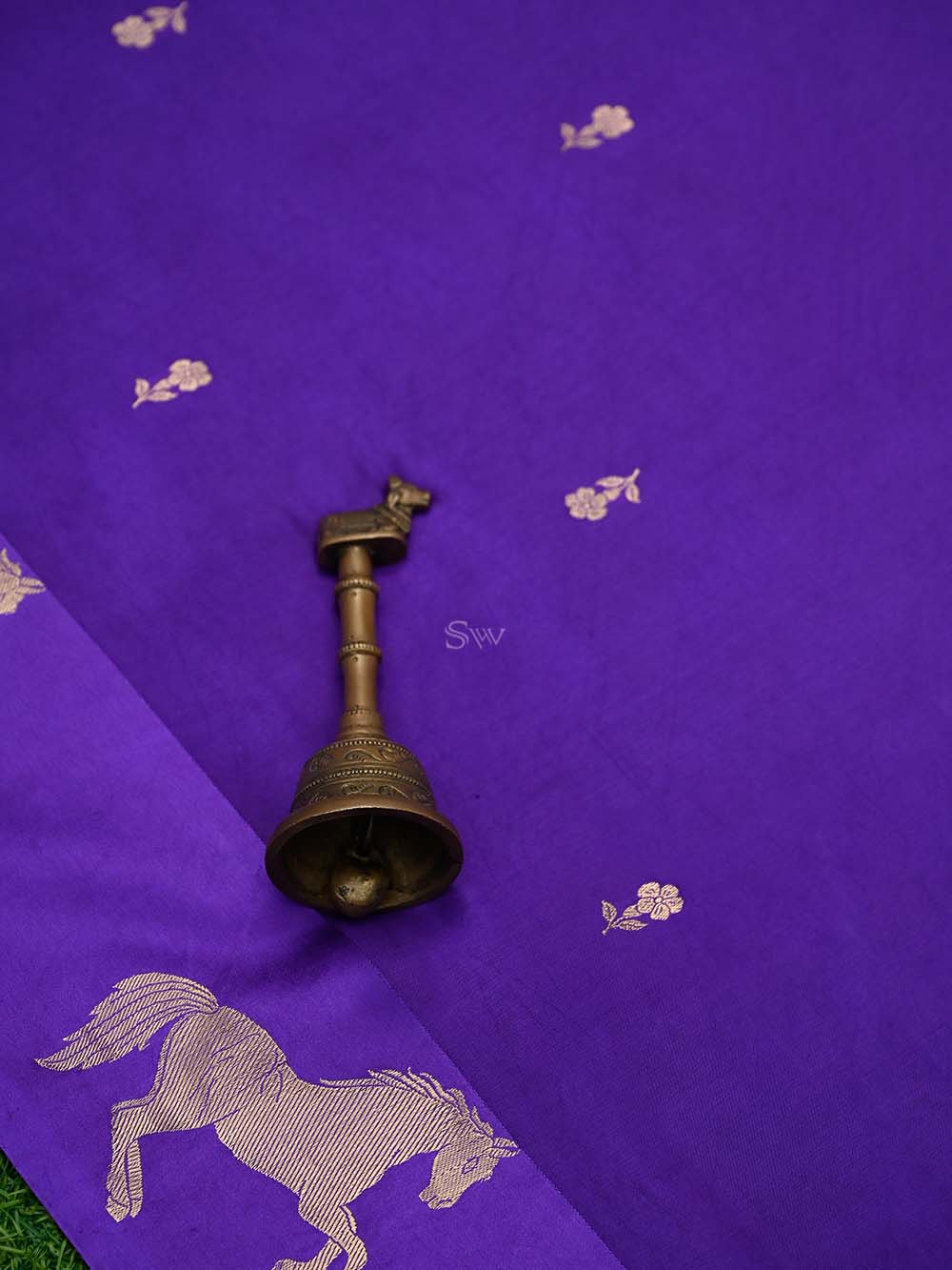 Purple Booti Katan Silk Handloom Banarasi Suit