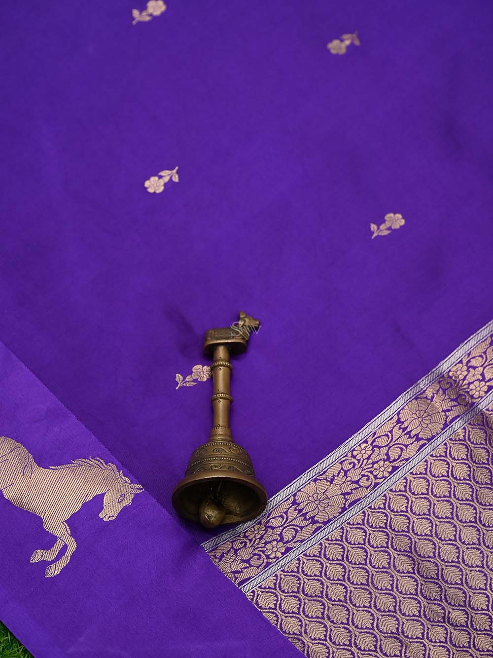 Purple Booti Katan Silk Handloom Banarasi Suit