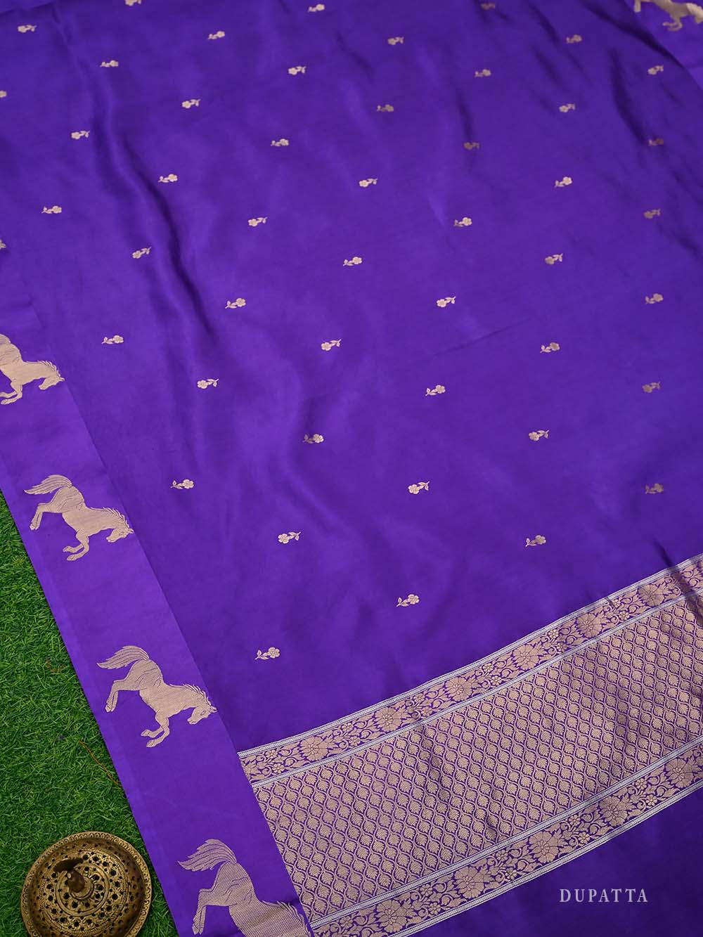 Purple Booti Katan Silk Handloom Banarasi Suit