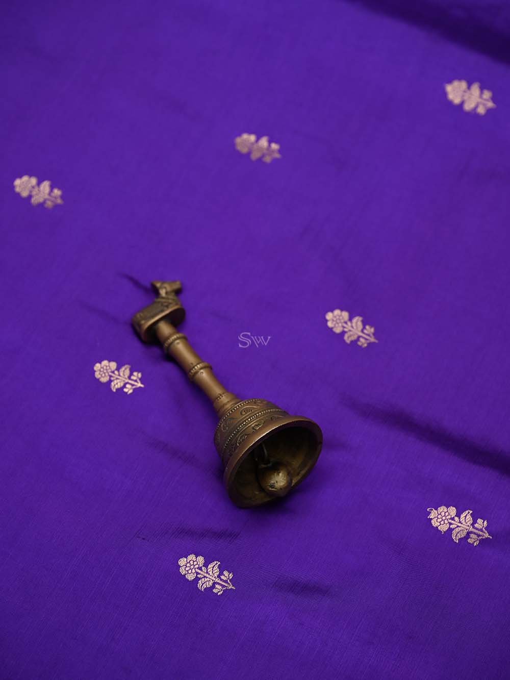 Purple Booti Katan Silk Handloom Banarasi Suit