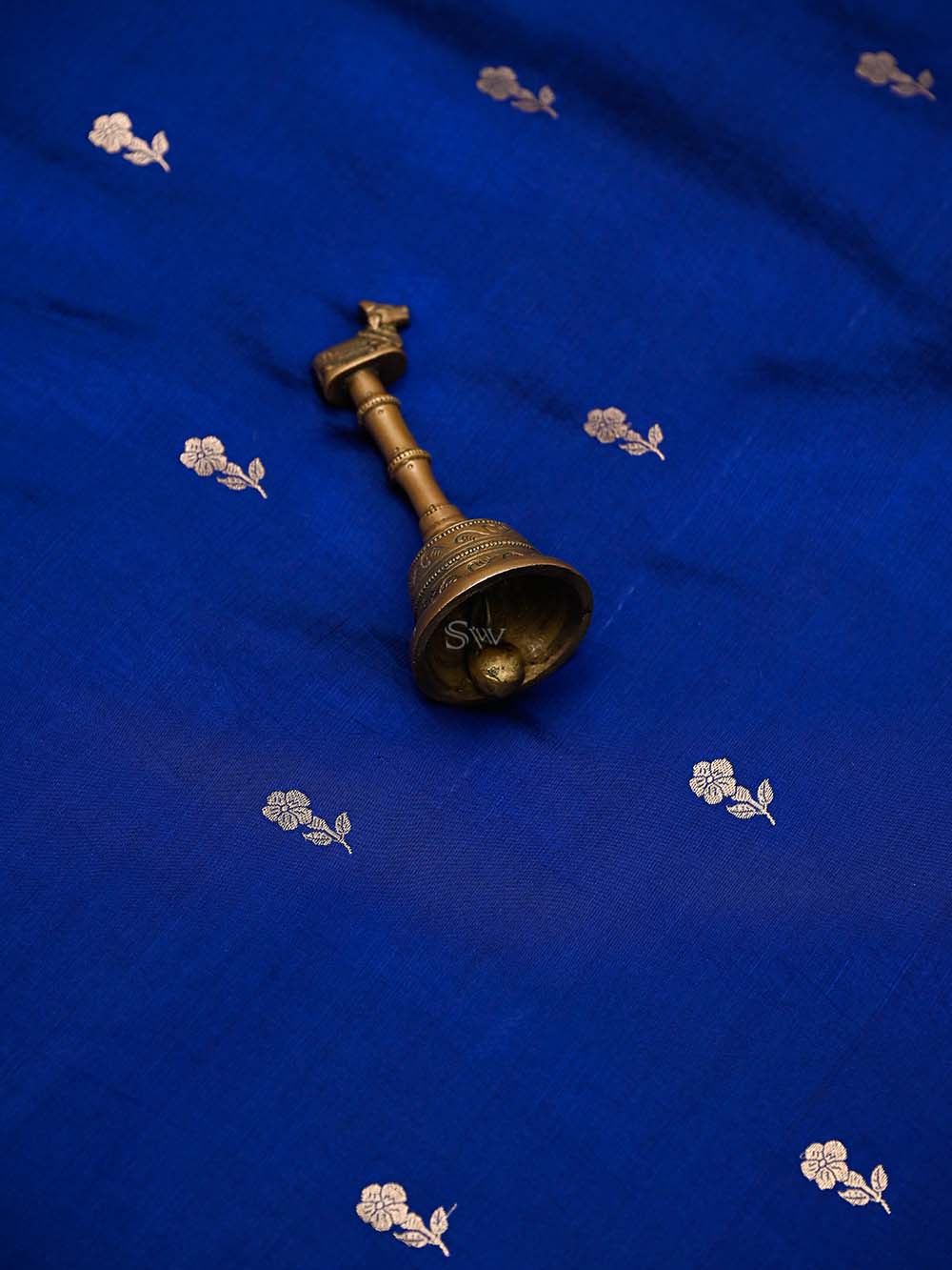 Blue Booti Katan Silk Handloom Banarasi Suit - Sacred Weaves