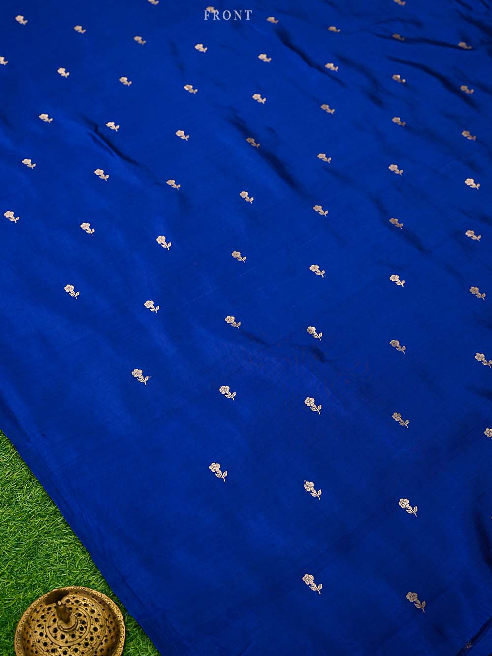 Blue Booti Katan Silk Handloom Banarasi Suit - Sacred Weaves