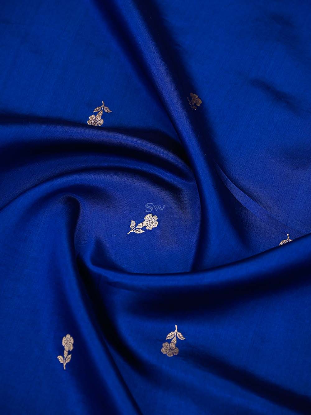 Blue Booti Katan Silk Handloom Banarasi Suit - Sacred Weaves